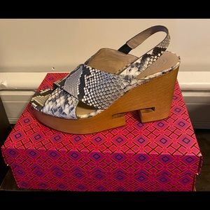 Tory Burch Wedge Sandal Python Print